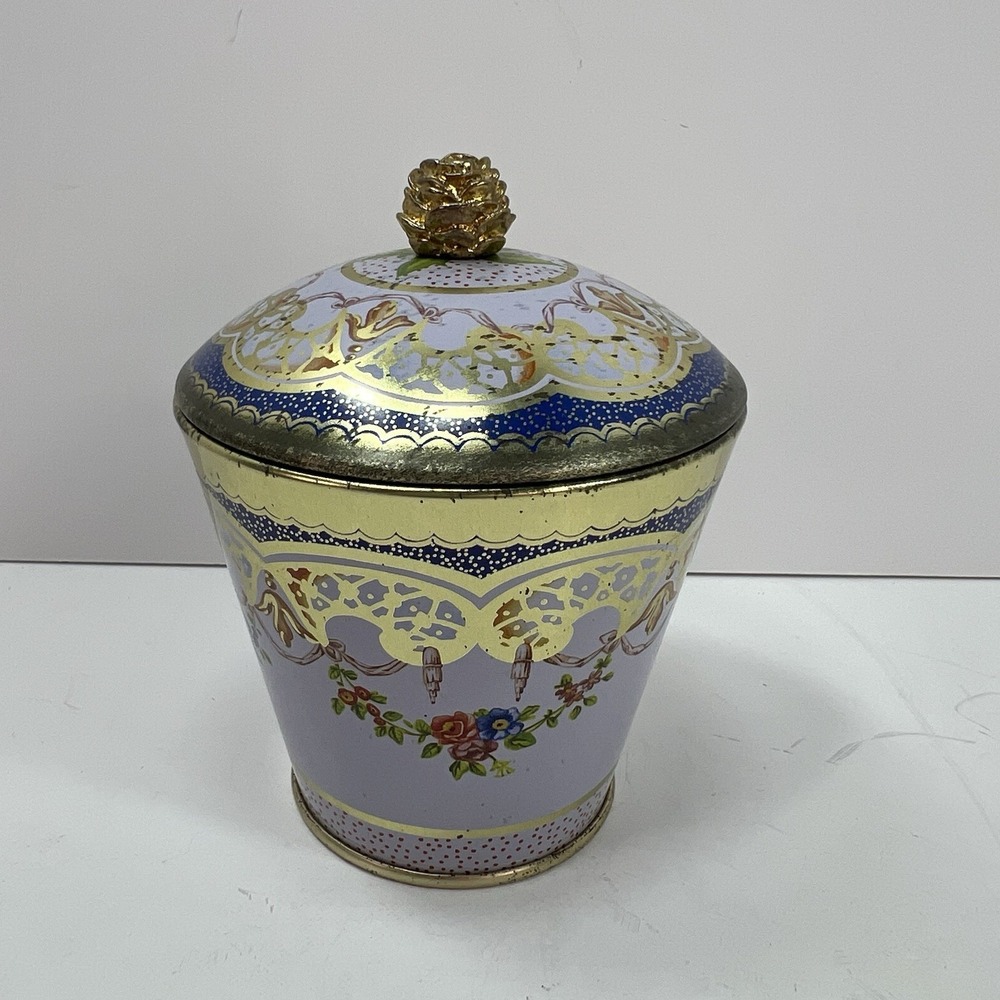 Elite Gift Boxes Wallace Collection Sevres Tin Lavender Gold Rose Finial Good